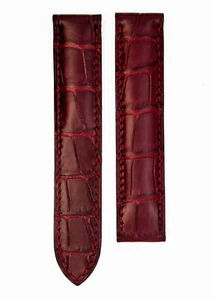 Authentic NEW Cartier Torture Burgundy Leather Croco Watch Strap Band 18 x 18mm - Picture 1 of 2