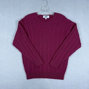 Pringle Scotland Merino Wool Cable Knit Sweater Men's M Burgundy Made in Italy - Picture 1 of 6