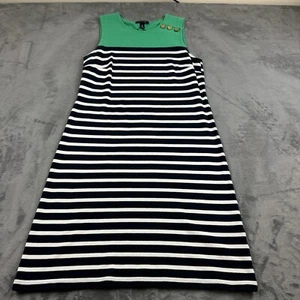 Lands End Dress Womens Size S Knee Length Striped Beach Nautical Classic Button - Picture 1 of 10