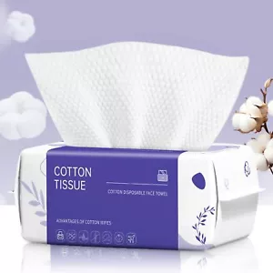 Disposable Face Towel 100 Count, Face Clean Towels, Soft Cotton Dry Wipes Fac... - Picture 1 of 7