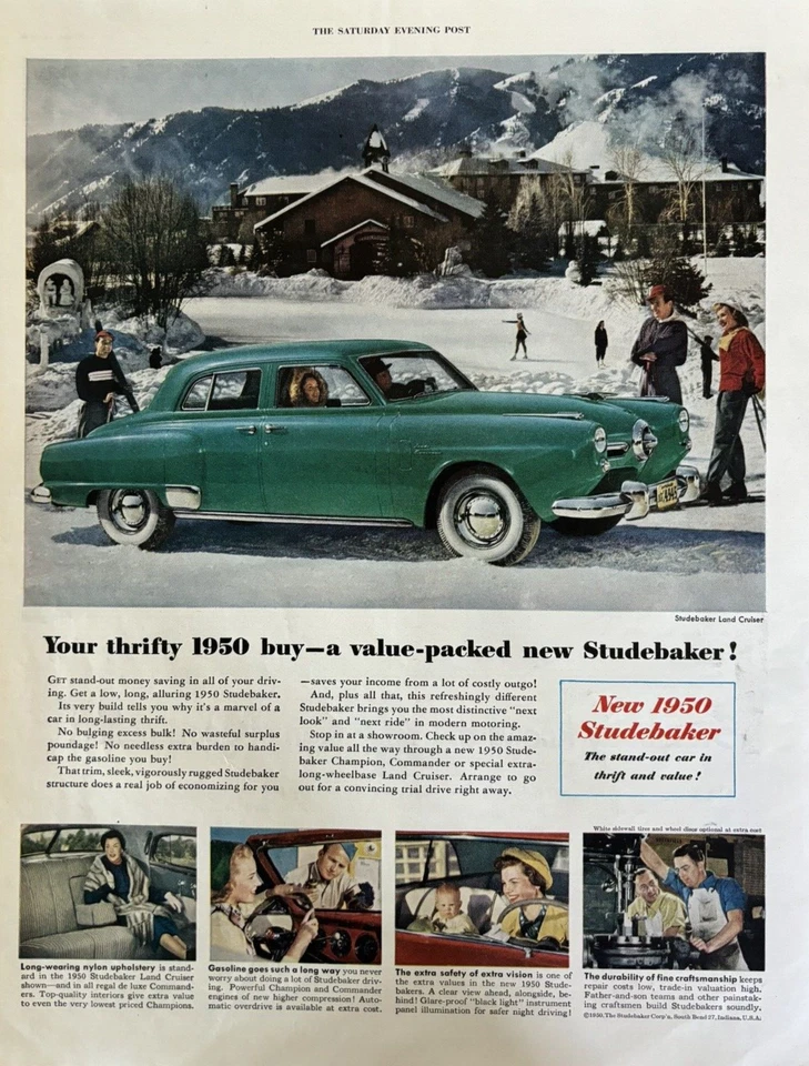 1950 Studebaker Automobile Ne Value Packed Thrift Value Green Vintage Print Ad - Image 1 of 1