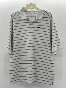 Nike Dri-Fit Mens Short Sleeve Polo Standard Fit Shirt Logo White/Black Size XL - Picture 1 of 6