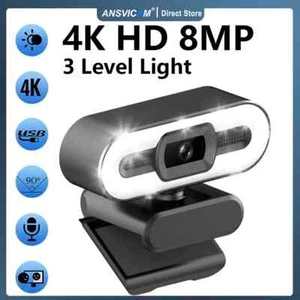 4K 2K 1080P USB Webcam PC Laptop Camera AutoFocus Wide Angle with Fill light Mic - Afbeelding 1 van 12