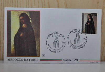 Italia busta primo giorno francobollo Natale Melozzo da Forlì 1994 - Immagine 1 di 2