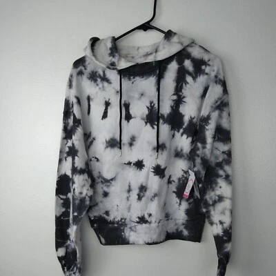 Flirtitude Active Hoodie Sweatshirt Womens XS Black White Tie Dye Crop NWT - Image 1 of 4