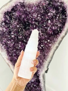 8" Selenite Tower Selenite Crystal Skyscraper Protection Pillar Healing Chakra - Picture 1 of 4