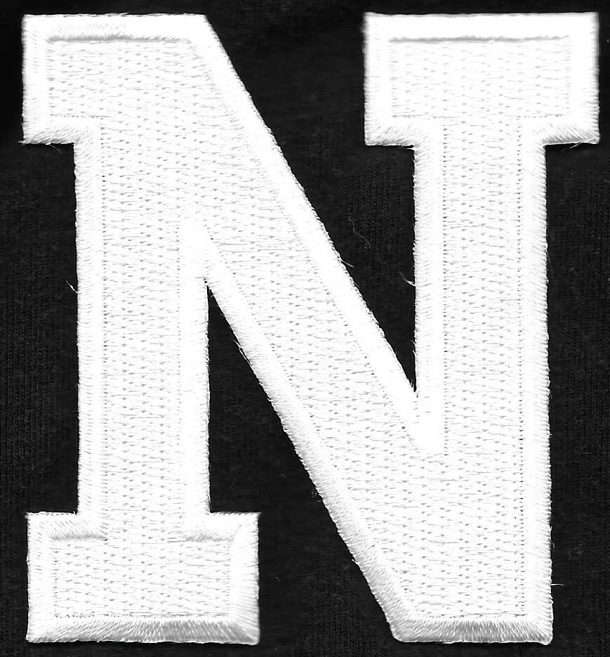 3" Tall Monogram White Block Letter N Embroidered Iron on Patch - Image 1 of 1