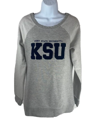 Kent State University sweat shirt medium gray wide neck embroidered vintage Cover