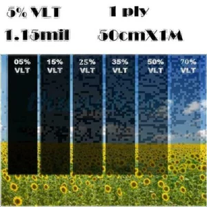 MIRROR VLT 5% 50cm*1M Black Glass Window Tint Film Shade Roll Automotive Car - Picture 1 of 5