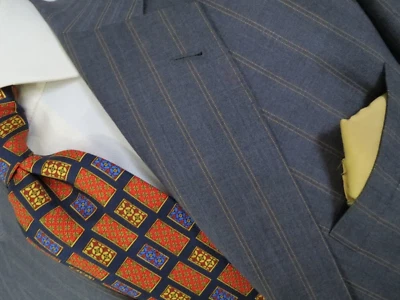 Dormeuil Savile row charcoal double stripe full canvas bespoke suit 42 R - Image 1 of 4