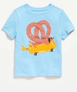 Old Navy Toddler Size 18-24 Months ~ Short Sleeve Tee T-Shirt .. Pretzel Dog - Picture 1 of 1