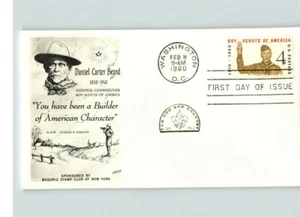 BOY SCOUTS of America, pic Daniel Carter Beard, 1960 First Day of Issue + Enclos - Picture 1 of 2