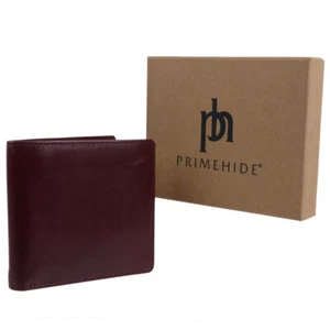 PrimeHide Mens Leather Ricco BiFold Flap Wallet-Bordeaux - Picture 1 of 7