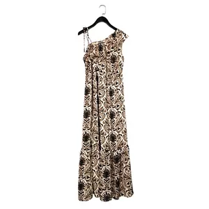 Mint Velvet Beige Brown Floral Print Lola One Shoulder Maxi Dress - Size M - Picture 1 of 20