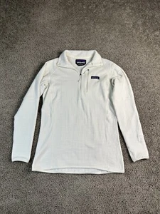 Patagonia R1 Pullover Womens M Birch White Waffle Thermal Knit 1/4 Zip Jacket - Picture 1 of 13