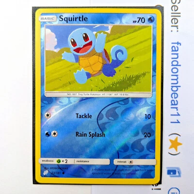 Squirtle REVERSE HOLO card 23/181 Sun & Moon Team Up 2019 Pokemon TCG Turtle - Image 1 of 4