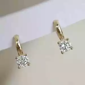 2Ct Round Cut Lab Created 4 Prong Drop Dangle Earrings 14K Yellow Gold Plated - Picture 1 of 11