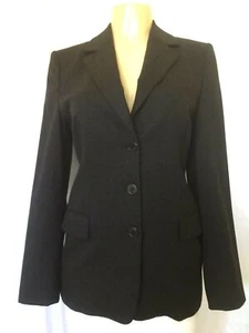 Les Copains Blazer Jacket Charcoal Gray Three Button Long sleeve Wool Blend 42 6 - Picture 1 of 6
