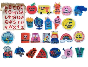 LEARNING ALPHABET DRAWSTRING POUCH WITH FELT ALPHABET LETTERS - Picture 1 of 4