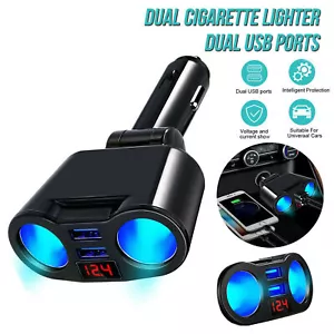 Car LCD Cigarette Lighter Socket Splitter Dual USB Charger Power Adapter DC QC11 - Picture 1 of 8