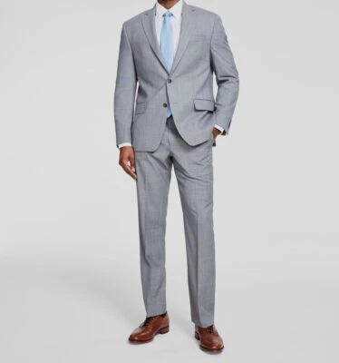 Michael Kors Men's Gray Classic Fit Wool-Blend 2-PC Jacket Pants Suit Size 42L - Image 1 of 3