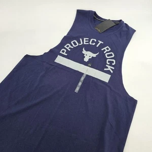 Under Armour UA Project Rock Payoff Graphic Tank Top Mens LARGE TALL LT Navy NEW - Picture 1 of 13