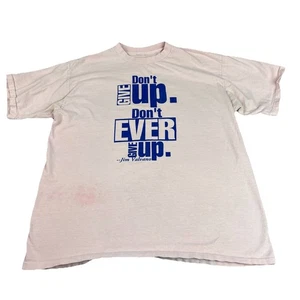 Vintage 80s Don’t Ever Give Up T-Shirt LSU UK Football Men XL (Brustumfang 46") Pink Retro - Bild 1 von 9