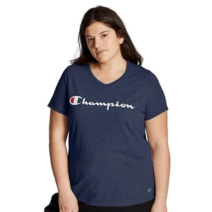 Camiseta para mujer Champion talla grande clásica gráfica cuello en V en azul | Talla - Imagen 1 de 3