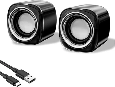 USB Wired PC Speaker Bluetooth Hi-Fi Stereo Clear Crisp Sound Powerful Bass 6W - Image 1 of 4