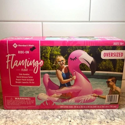 Member’s Mark Oversized Flamingo Ride-On Pool Float Pink Inflatable Floatie NEU - Bild 1 von 4