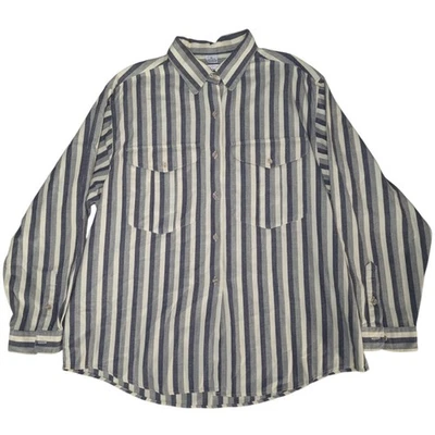 VTG Talbots Womens XL Striped Button Shirt 100 Cotton Made In Hong Kong - Image 1 of 4
