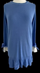 LAETITIA MEM blau Plissee Bündchen Stretch Strick Pullover Kleid Einheitsgröße - Bild 1 von 5