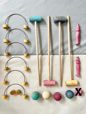 Jeu De Croquet De Salon Ou Jardin Ancien Vintage En Bois Et Métal Jouet Enfants - Photo 1/4