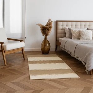 Alfombra de lana anudada a mano 160x90 cm - Alfombra boho blanca/crema - Rectangular - Imagen 1 de 6