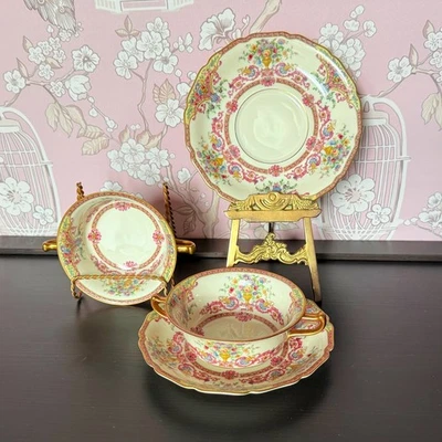 Par de tazas y platillos caldo marfil marquesa Rosenthal, vintage Baviera años 20 Foto 1 de 4