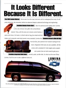 Anuncio impreso minivan chevy lumina 1994 vintage - Imagen 1 de 1
