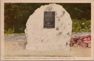 Roosevelt Memorial Birch Island Little Current Ontario Kanada Vintage Postkarte - Bild 1 von 2