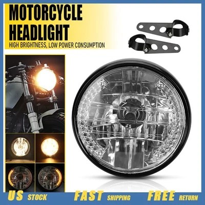 7" Motorcycle LED Headlight W/DRL Turn Signal&Housing Bucket For Honda Yamaha US - Image 1 of 4
