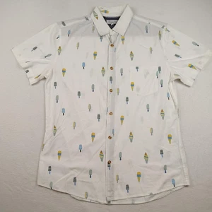Sovereign Code Shirt Mens Medium White Ice Cream Print Short Sleeve Button Up - Picture 1 of 7