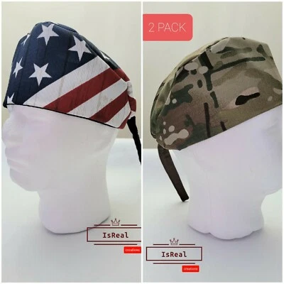 Surgical caps, scrub cap, scrub hat, surgical cap camouflage and American Flag  - Image 1 of 4