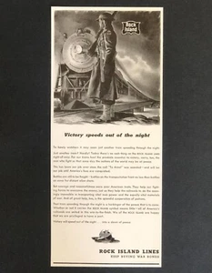 1943 Rock Island Train Lines WW II Werbung Victory Speeds Vintage Print AD - Bild 1 von 2