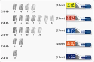 Staedtler 250 - Recargas de plomo de microcarbono Mars - HB 2B 2H 3H F H B Elige el ancho - Imagen 1 de 2
