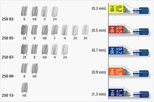 Staedtler 250 - Mars Micro Carbon Lead Refills - HB 2B 2H 3H F H B Choose Width - Picture 1 of 2