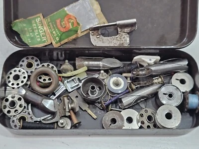Joblot Vintage Sewing Machine Tin Of attachments and bits - Image 1 of 4
