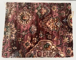 Vintage Axminster Wool Patterned Carpet Mat Piece 21 X 13” Hessian Backed 1980s - Picture 1 of 6
