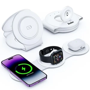 3 in 1 Wireless Charging Station for Apple Watch and iPhone 15, Magnetic Foldabl - Picture 1 of 6