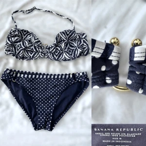 Banana Republic Navy & White with Metal Detail Bikini- Large Top Medium Bottoms - Picture 1 of 12