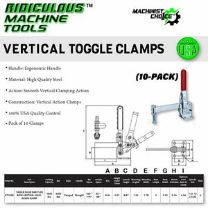 1000LB Solid Bar Flange Base Vertical Clamp - 10 Pack: Heavy-Duty Hardware Set - Picture 1 of 7