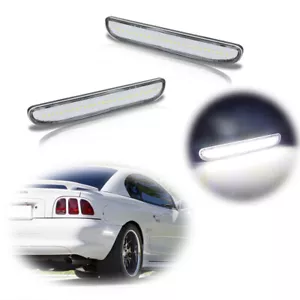 FOR 1994-1998 FORD MUSTANG REAR LED BUMPER SIDE MARKER LIGHTS LAMPS 2PCS CLEAR - Picture 1 of 11