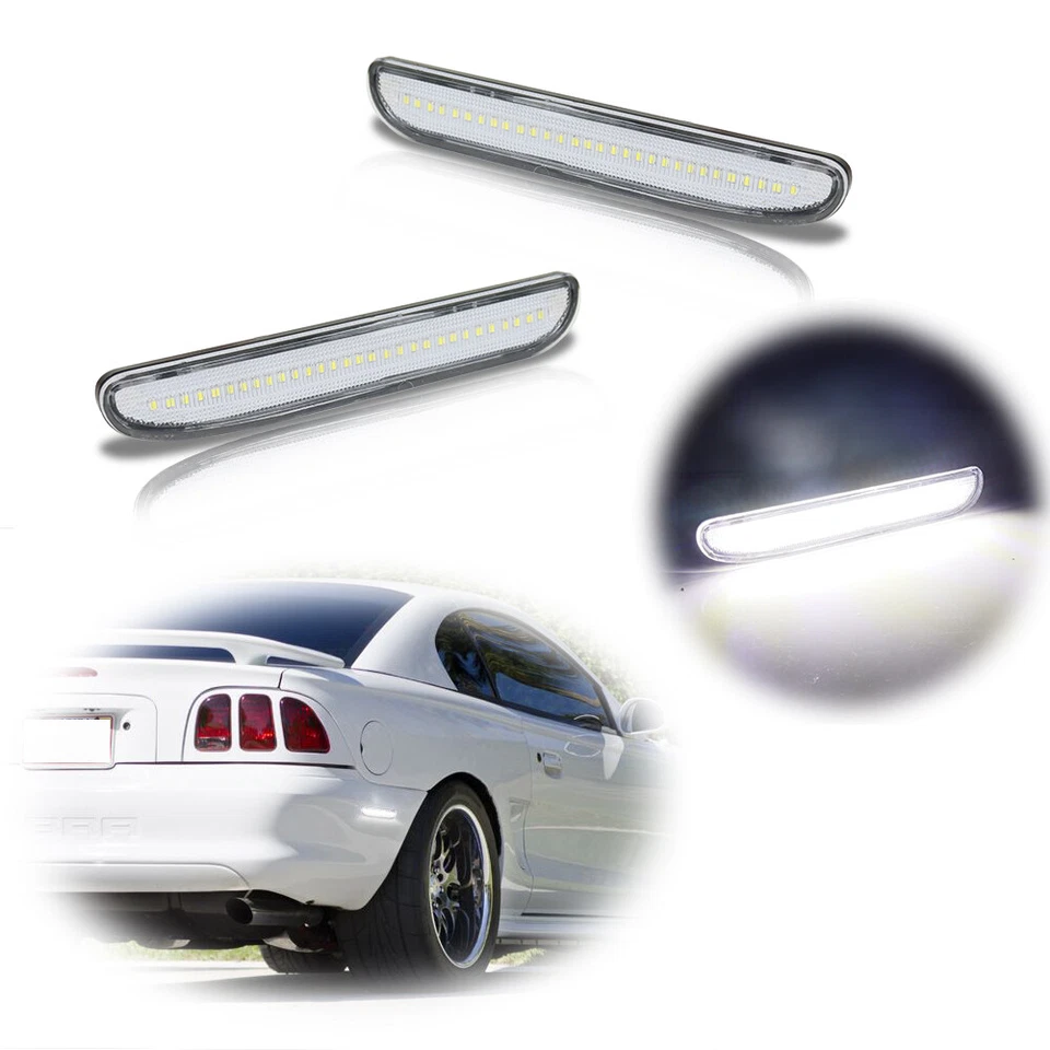 FOR 1994-1998 FORD MUSTANG REAR LED BUMPER SIDE MARKER LIGHTS LAMPS 2PCS CLEAR - Image 1 of 4
